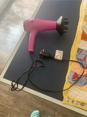 Amazon Pink Hair Dryer with Diffuser and Black Accents